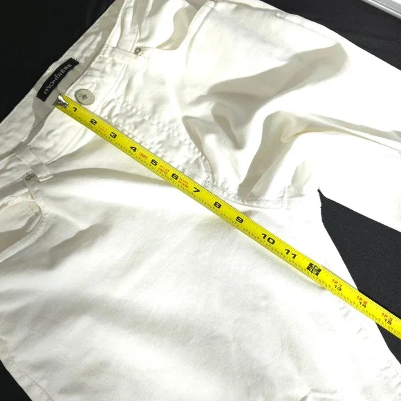 MONFRERE Jeans Womens 32 White Denim Straight Leg Blanc Wash Premium Designer - Picture 3 of 13